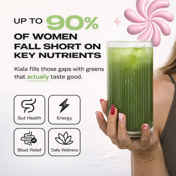 Kiala Nutrition Super Greens, Organic Greens Powder with Spirulina & Chlorella for Digestion, Gut Health, Immunity, Adaptogens, Energy, Gluten Free, Vegan, Sugar Free, Mixed Berry, 30 Servings