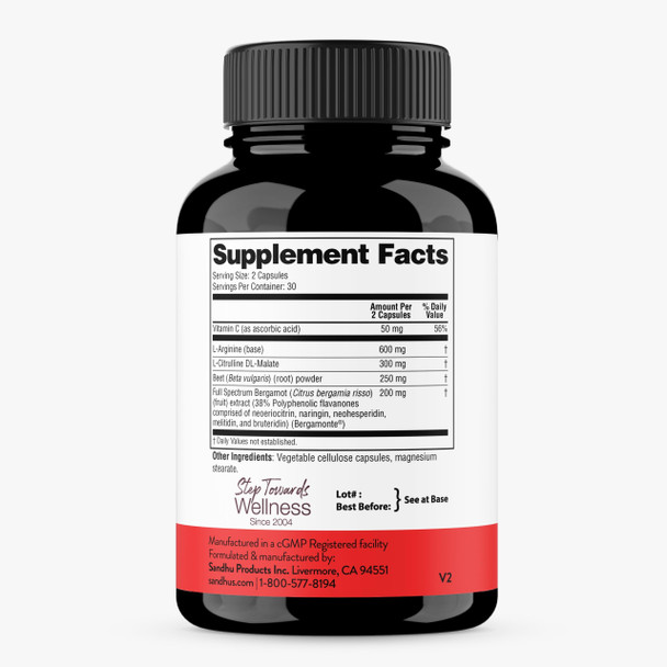 Sandhu's L-Arginine with Nitric Oxide Precursor | 30 Days Supply| Workout Supplement| for Men & Women