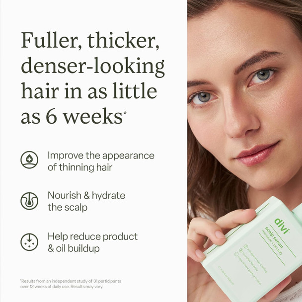 Divi Scalp Serum for Thinning Hair Clinically Tested, Non-Greasy Formula with Amino Acids, Caffeine & Rosemary Oil Promotes Healthy Scalp & Fuller-Looking Hair, Reduces Oil & Product Buildup - 30 ml - 1 Month Supply