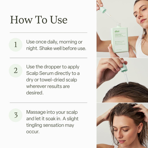Divi Scalp Serum for Thinning Hair Clinically Tested, Non-Greasy Formula with Amino Acids, Caffeine & Rosemary Oil Promotes Healthy Scalp & Fuller-Looking Hair, Reduces Oil & Product Buildup - 30 ml - 1 Month Supply