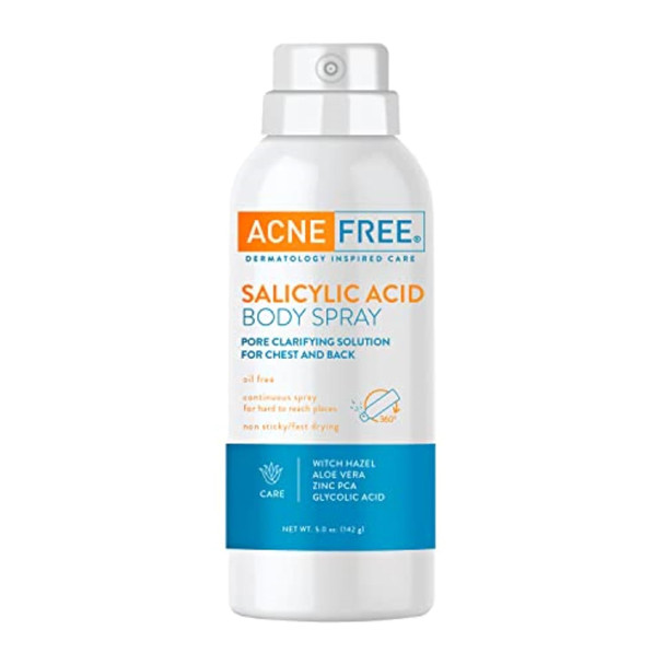 Acnefree Salicylic Acid Body Spray Pore Clarifying Solution For Chest And Back 5 Ounce
