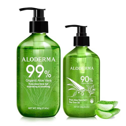 Aloderma Aloe Vera Gels - 500G Aloe Vera Gel 300G Aloe Vera Gel + Tea Tree Oil