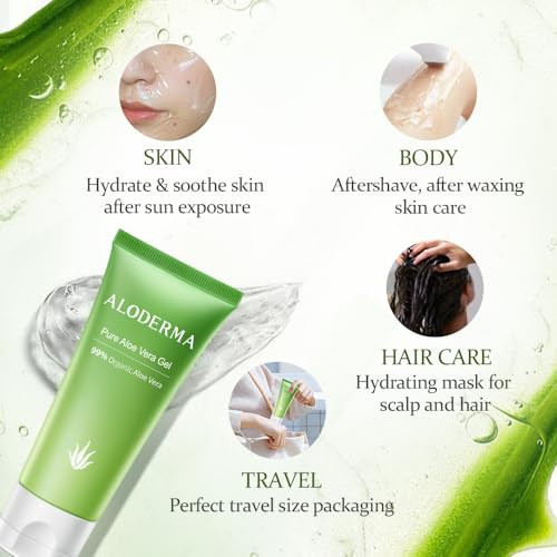 Aloderma Aloe Vera Gel Set 3 Pack - Travel Size Aloe Gel Aloe Flower Essence Gel 200G Aloe Vera Gel