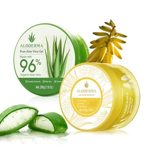 Aloderma Aloe Vera Gel Set 2 Pack - Aloe Flower Essence Gel 200G Aloe Vera Gel