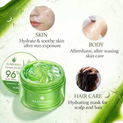 Aloderma Aloe Vera Gel Set 2 Pack - Aloe Flower Essence Gel 200G Aloe Vera Gel
