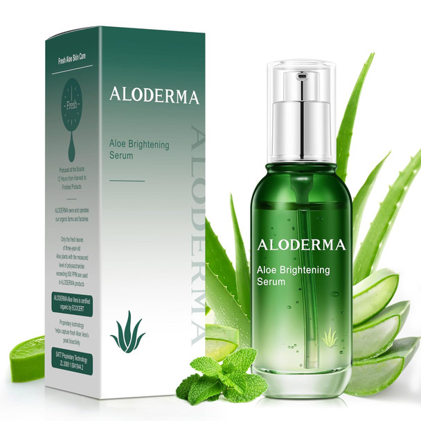 Aloderma Soothing Face Serum With 65% Organic Aloe Vera - Freshly Harvested Aloe For Sensitive Skin With Beta-Glucan & Arginine - Calming Nourishing & Revitalizing Facial Serum For Clean Skin 1.7Oz