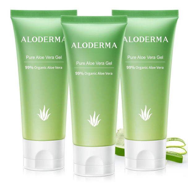 Aloderma 99% Organic Aloe Vera Gel For Face Made Within 12 Hours Of Harvest - Natural Hydrating Pure Aloe Vera For Soothing Skincare - Moisturizing Aloe Gel For Skin Face & Sensitive Skin 4.02 Oz