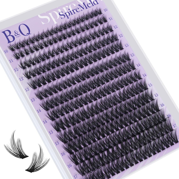 B&Qaugen B&Q Spiremeld Manga Lash Clusters - 280Pcs Voluminous & Fluffy Ultra-Soft 0.03Mm Fiber Spikes Lash Clusters For A Dramatic Eye Look Refill For Professional Results (80D-10-18Mix)