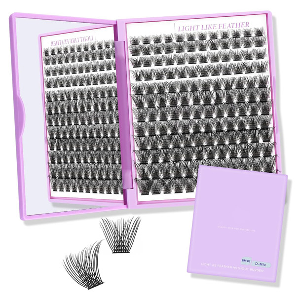 B&Qaugen Lash Clusters Natural Flat Cluster Lashes 144 Pcs B&Q Eyelash Clusters Zero-Touch 8-16Mm Mixed Bm06 D Curl Cluster Eyelash Extensions Double Tips Lightweight Reusable Individual Lashes (Bm06-D-8-16Mm)
