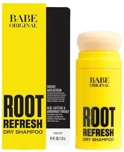 Babe Original Root Refresh Dry Shampoo Powder For Clean & Volumized Hair| Instantly Absorb Oil & Odor | Aerosol-Free & Talc-Free | Travel-Friendly | Nourish Scalp With Aloe Vera Caffeine & Arrowroot