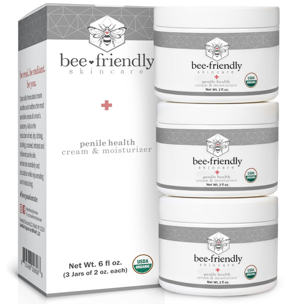 Beefriendly Organic Penile Health Creme Usda Certified Cream Natural Moisturizer Aids With Dry Chafed Itchy Irritated & Sensitive Male Skin 4 Oz - (2 Jars In A Box)