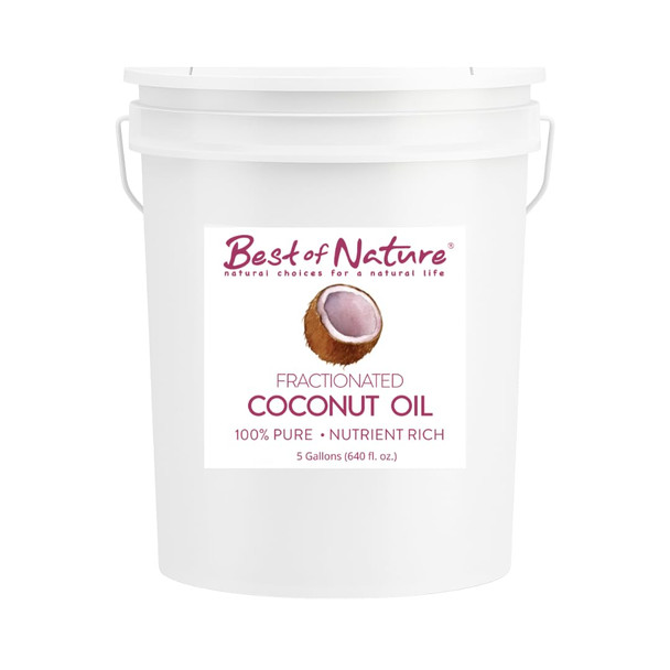 Best Of Nature 100% Pure Fractionated Coconut Oil - Natural Massage Oil Unscented Moisturizer For Men And Women For Skincare And Hair Care Carrier For Essential Oils Half Gallon (64 Fl Oz)