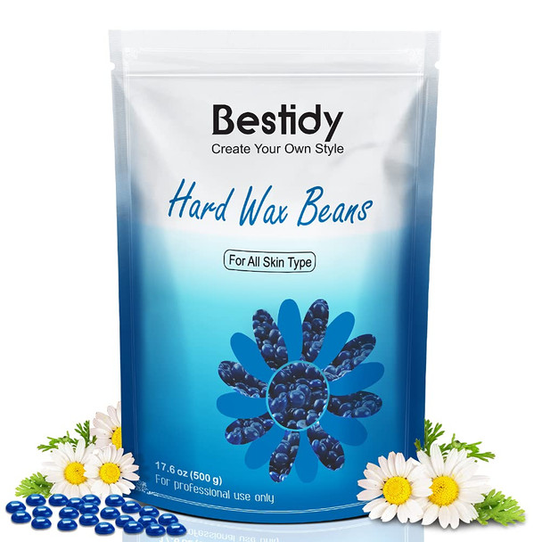 Bestidy Hard Wax Beads For Hair Removal - 1000G Waxing Beans For All Body And Bikini Areas (Blue)