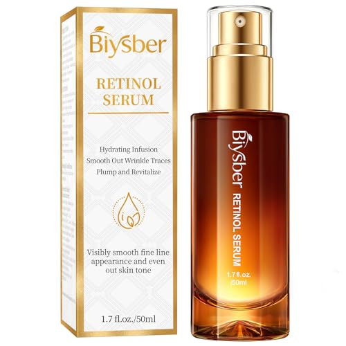 Biysber Retinol Collagen Serum For Face: Anti Aging &Anti Wrinkle Repair Peptide Serum With Hyaluronic Acid To Boost Hydration- Day/Night Facial Firming Neck Plump Skin Care For Women/Men (1.70 Fl Oz)