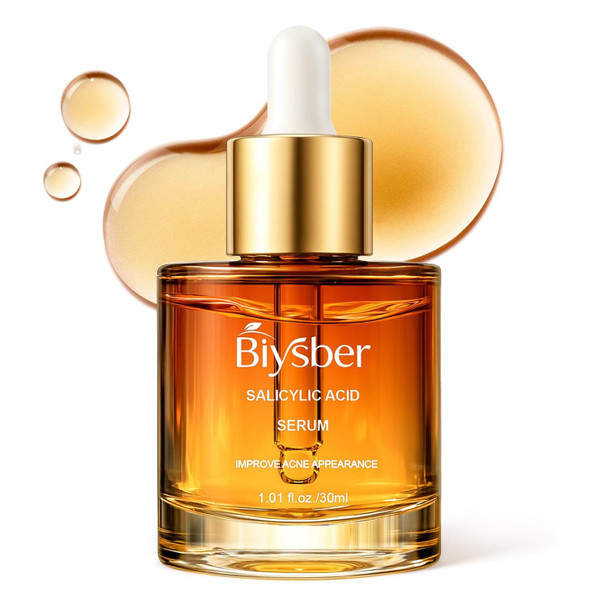 Biysber Salicylic Acid 2% Serum Solution For Face: Gently Exfoliating Facial Serum For AcneBlackhead & Open Pores & Reduces Excess Oil - Hydrating& Soothing Skin Care Serum For Acne Prone&Oily Skin