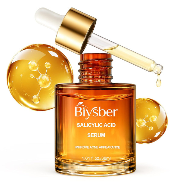Biysber Salicylic Acid 2% Serum Solution For Face: Gently Exfoliating Facial Serum For AcneBlackhead & Open Pores & Reduces Excess Oil - Hydrating& Soothing Skin Care Serum For Acne Prone&Oily Skin