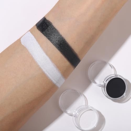 Bobisuka Black & White Face Paint Kit Halloween Makeup Kit Includes Paint Brush Costume Accessories Crystal Sheet For Skeleton Sfx Makeup