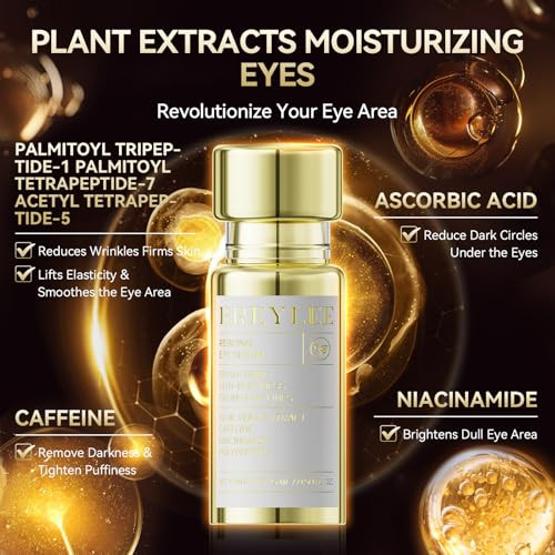 Breylee Renewal Eye Serum With Coffine Niacinamide Polypeptide Eye Care For Puffy Eye Bags Fine Lines Dark Circles Wrinkles Anti-Puffiness & Fading Fine Lines