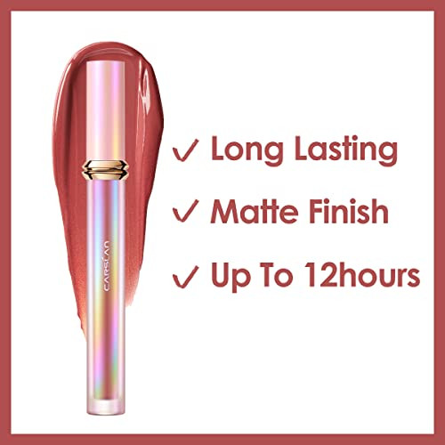 Carslan Matte Liquid Lipstick Long Lasting Highly Pigmented Color Lip Make Up For Women With Long Wear 12H Non-Sticky Hydrating Lip Stain Lm03