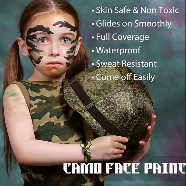 Ccbeauty Brown Camo Face Paint - Sports Maroon Eye Black StickCamouflage Hunting SoftballFootballBaseball AccessoriesSweat Resistant Safe Army Militarty Makeup For Halloween Costume Cosplay