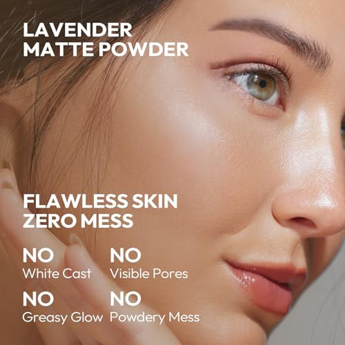 Chillab Lavender Matte Powder Lightweight Translucent Setting Powder For Oily Skin Oil Control For Men & Women No Powdery Look Blurs Pores Matte Finish Shine-Free Face Powder For All Skin Tones