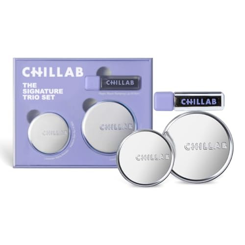 Chillab Signature Trio Set Limited Edition Box With Lavender Matte Powder (10G New Packaging & 5G Travel Size Exclusive) Long-Lasting Oil Control Non Powdery Translucent For Her & Him