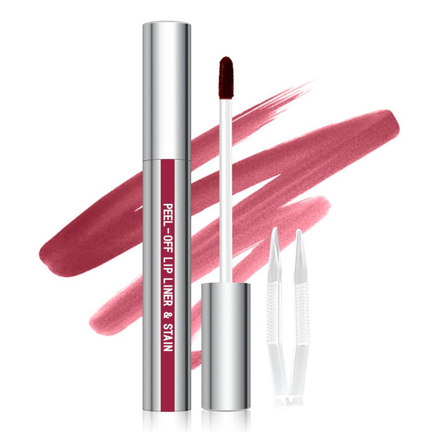 Cilrofelr Peel Off Lip Liner Stain Long Wear Tattoo Lip Liner With Tweezer Peel Off Lip Stain With Matte Finish Long Lasting Waterproof Transfer-Proof Highly Pigmented Color (Cocoa)
