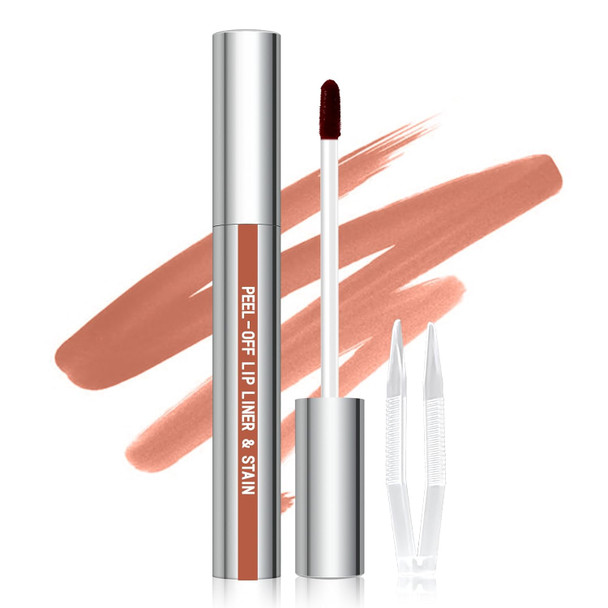Cilrofelr Peel Off Lip Liner Stain Long Wear Tattoo Lip Liner With Tweezer Peel Off Lip Stain With Matte Finish Long Lasting Waterproof Transfer-Proof Highly Pigmented Color (Rose)