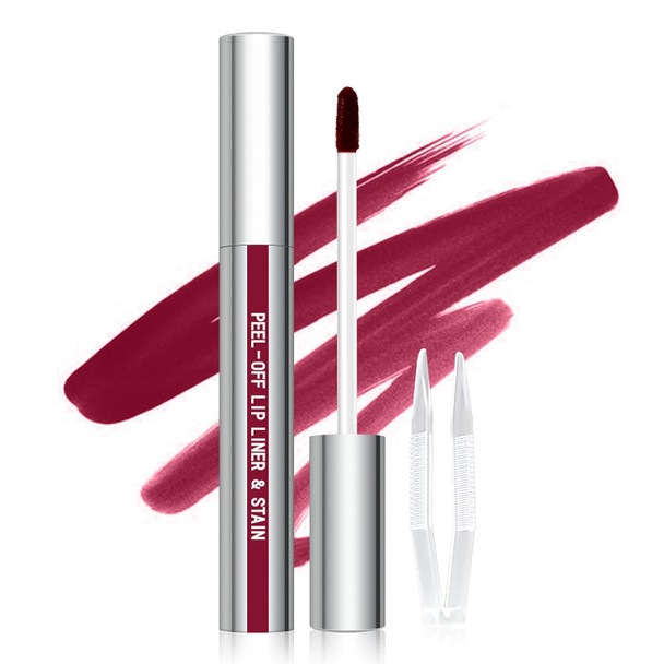 Cilrofelr Peel Off Lip Liner Stain Long Wear Tattoo Lip Liner With Tweezer Peel Off Lip Stain With Matte Finish Long Lasting Waterproof Transfer-Proof Highly Pigmented Color (Rose)