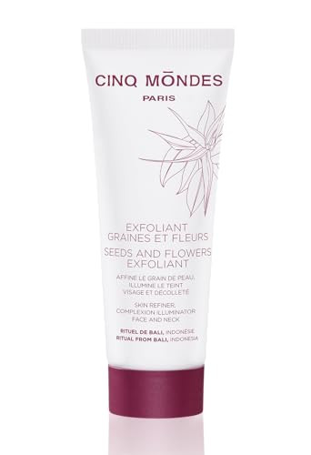 Cinq Mondes Seeds & Flowers Facial Exfoliant- 2.0Oz.- Ultra-Fine Face Exfoliant For All Skin Types - Turmeric Diatomaceous Earth And Tropical Flower Extract Deliver A Luminous Complexion