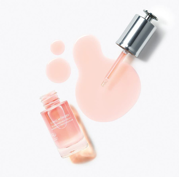 Cinq Mondes Radiance Precious Elixir Facial Oil Serum 0.50 Fl Oz - With Kemiri Nut Oil Papaya Oil And Plant Super Oils To Boost Radiance For Glowing Skin