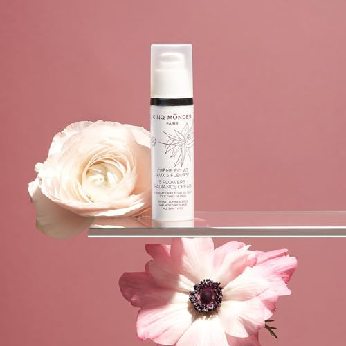 Cinq Mondes Five Flowers Radiance Facial Cream 1.7 Fl.Oz.- Light Weight Day Cream To Enhance Glow And Luminosity With Kombucha And Tropical Flower Extracts