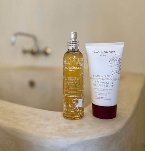 Cinq Mondes Three Ayurvedic Oils Body Balm 5.0 Fl.Oz.- Creamy Light-Weight Vanilla Lotion For Supple And Silky Skin. Sesame Oil Neem Oil And Boswellia Oil