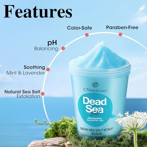 Cnmofaxin Dead Sea Salt Scalp Scrub Clarifying Scrub With Herbal Essences Scalp Exfoliator For Oily Scalp Dandruff & Build-Up Remover Itchy Scalp Relief Hair Treatment Nourishing Detox Hair Care