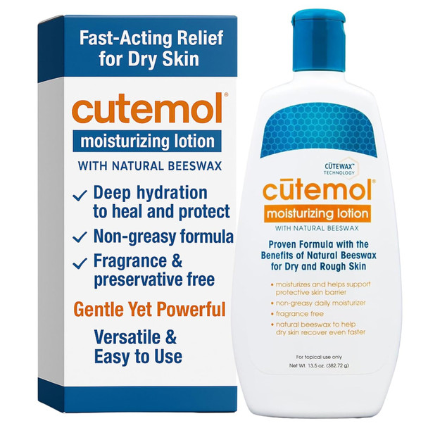 Cutemol Cm Emollient Moisturizing Cream - For Severely Dry And Damaged Skin - Natural Beeswax Formulation Containing Ceramides - Hydration For Cracked Hands And Feet Eczema Psoriasis (8 Oz)