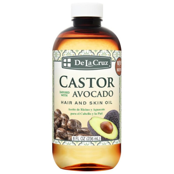 De La Cruz Castor Infused With Avocado Hair And Skin Oil Blend 8 Fl. Oz. (236 Ml)