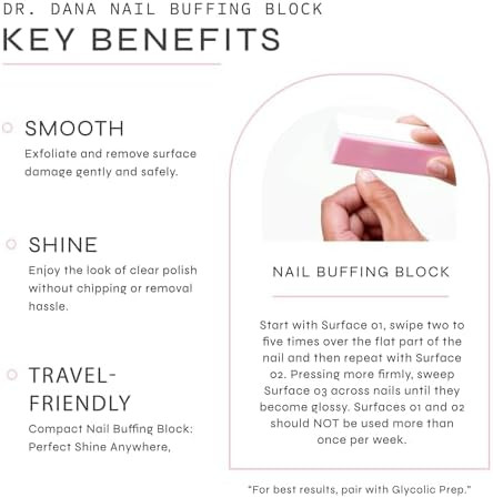 Dr. Dana Beauty Dr. Dana Nail Buffing Block Set - Gently Smooth Shine And File Natural Nails With Professional Buffer (3 Sided Grit) - Also Includes Grits - Ideal For Fingernail & Toe
