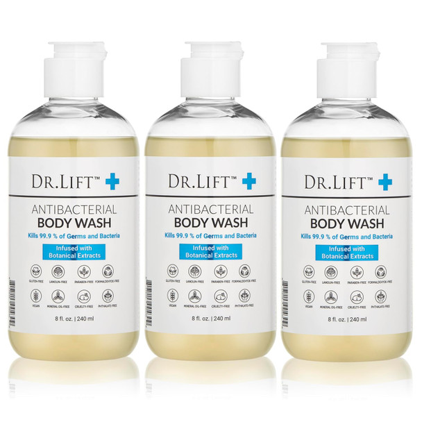 Dr. Lift Antibacterial Body Wash Refreshing Scent Hydrating Shower Or Bath Cleanser With Citric Acid Spirulina And Lemon Clean Moisturizing Formula Vegan Paraben And Phthalate Free 8 Fl Oz