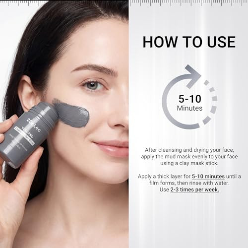Dr.Leo Volcano Clay Stick Mask Kaolin Charcoal Face Mask For Deep Pore Clean & Oil Control Blackhead Remover With Ectoin & Aloe Sensitive Skin Friendly Travel Design 45G/1.58Oz
