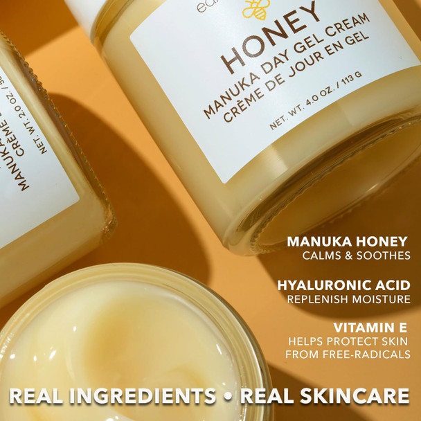 Earth To Skin Manuka Honey Day Gel Cream Face Moisturizer With Manuka Honey And Hyaluronic Acid - Lightweight Face Cream For Daily Hydration Fast Absorbing Non Greasy Formula With Vitamin E - 4Fl Oz