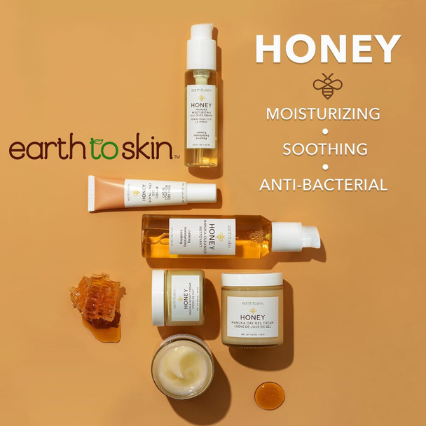 Earth To Skin Manuka Honey Day Gel Cream Face Moisturizer With Manuka Honey And Hyaluronic Acid - Lightweight Face Cream For Daily Hydration Fast Absorbing Non Greasy Formula With Vitamin E - 4Fl Oz