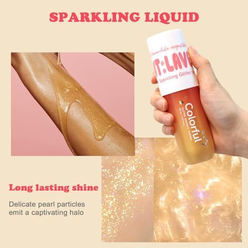 Ecoppeal Body Glitter Spray Shimmer Mist For Hair And Body Long-Lasting And Quick-Drying Golden Glitter Hairspray Suitable For Stage Festival Rave And Makeup Prom