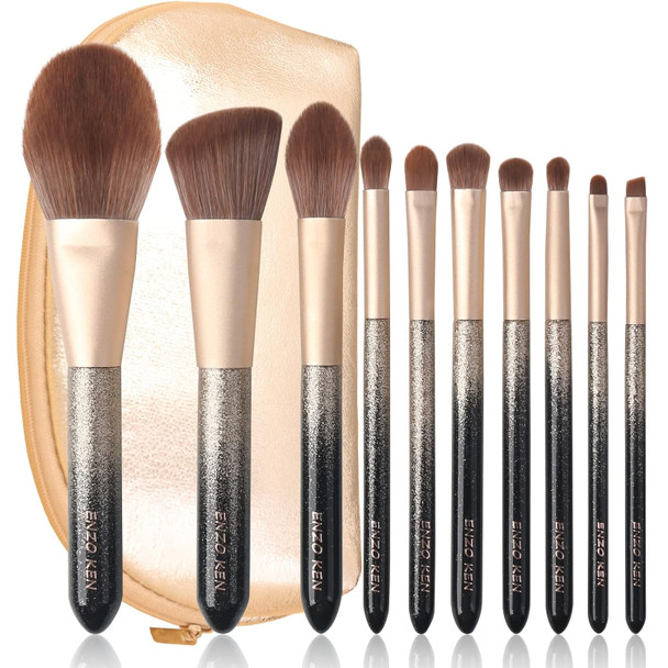 Enzo Ken Natural Goat Hair Makeup Brush Set Professional Snowflake Cosmetic Brushes Makeup Set Natural Makeup Brushes Natural Bristle Makeup Brushes Natural Hair Makeup Brushes Set Professional.