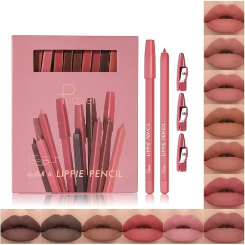 Espoce Lip Liner Set 12Pcs Matte Lip Liners With Sharpener Premium Smooth And High Pigmented Creamy Lip Makeup Pencil