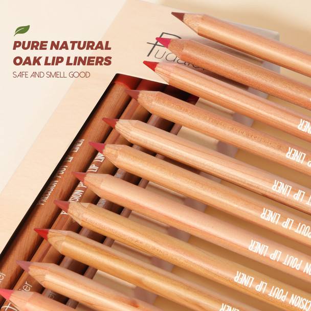 Espoce Lip Liner Set 12Pcs Pure Natural Oak Brown Pink Red Series Lip Liners Smooth And High Pigmented Lip Makeup Pencil