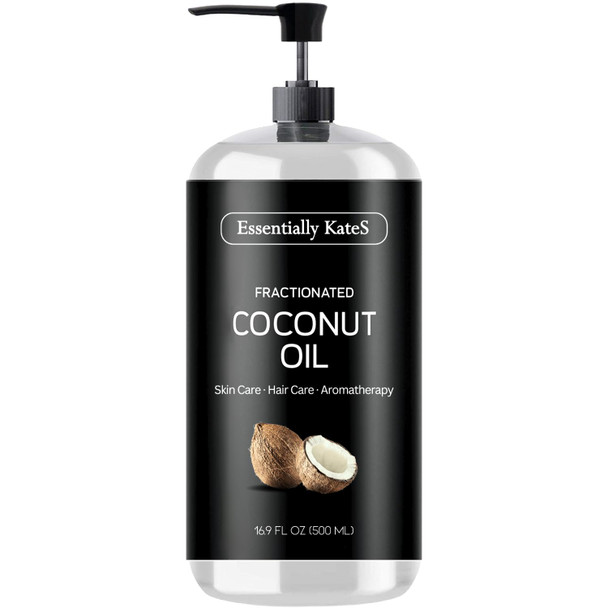 Essentially Kates Fractionated Coconut Oil - Body & Hair Carrier Oil 16.9 Fl Oz (500Ml) No Scent