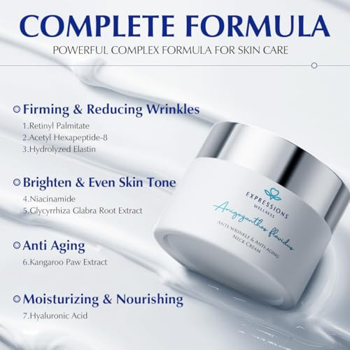 Expressions Wellness Neck Firming Cream: Tighten And Lift Neck Cream With Retinol Collagen & Peptides Anti-Aging Wrinkle Moisturizer For Face Neck Chest & D Collet 1.76 Oz