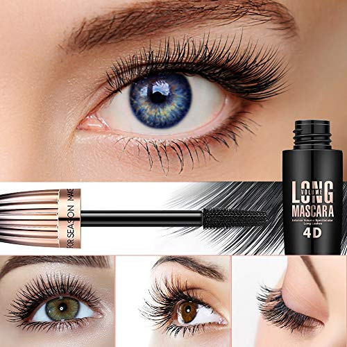 Fghj 4D Silk Fiber Lash Mascara Waterproof Long Lasting Mascara Black Volume And Length Natural Exquisitely Full Lengthening Thickening Softer Fuller Lashes Amplify Smudge-Proof Eyelash Mascaras1 Pack