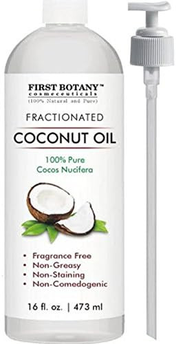 First Botany Fractionated Coconut Oil 16 Fl. Oz - 100% Natural & Pure Mct Coconut Oil For Hair SkinAnd Aromatherapy Carrier Oil Massage OilBest Skin Moisturizer