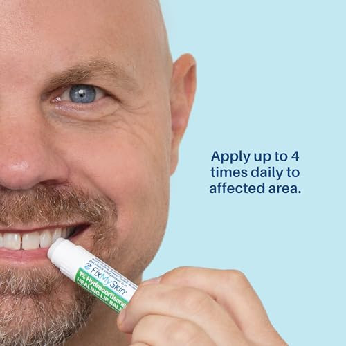 Fixmyskin 1% Hydrocortisone Healing Lip Balm Unflavored Soothes Dry Cracked & Irritated Lips Relieves Chapped Lips Cold Sores & Eczema Dermatologist Developed Travel-Friendly Tube 0.15 Oz